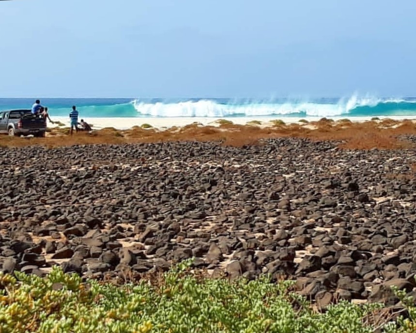 Surf trip in Boa Vista with surfers watching perfect left and right-hand waves