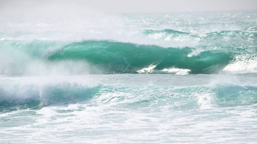 Barreling surf wave in Boa Vista, Cape Verde during Atlantic swell