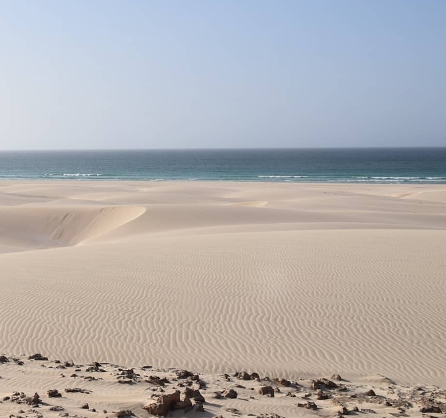 Desert landscape with Atlantic Ocean view in Boa Vista, Cape Verde